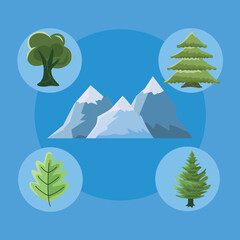 Sticker - five landscape nature icons