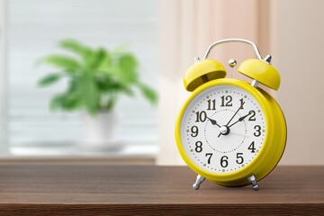 Wall Mural - Retro alarm in vintage style on the windowsill, morning