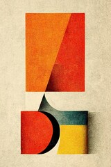 Wall Mural - Abstract Bauhaus style background with grainy paper texture. Trendy Bauhaus design. Digital art.