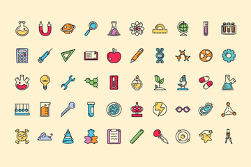 Wall Mural - fifteen science study icons