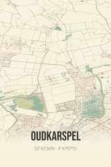  Retro Dutch city map of Oudkarspel located in Noord-Holland. Vintage street map.