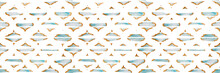 Quatrefoil Seamless Pattern For Header. Blue And Indigo Geometric Morrocan Tile. Lattice Marrakesh Watercolor Header. Damask Print. Rhombus Majolica Background. Barbed Watercolour Trellis.