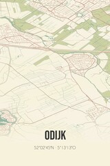  Retro Dutch city map of Odijk located in Utrecht. Vintage street map.