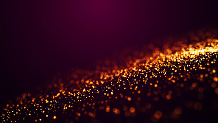 Wall Mural - golden red glow particles flicker and float in viscous liquid with amazing bokeh. fantastic backgrou