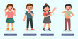 © Tenstudio - cute kids showing by pointing different body parts of human anatomy such as hand, shoulder, elbow, stomach