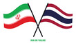 Iran and Thailand Flags Crossed And Waving Flat Style. Official Proportion. Correct Colors.