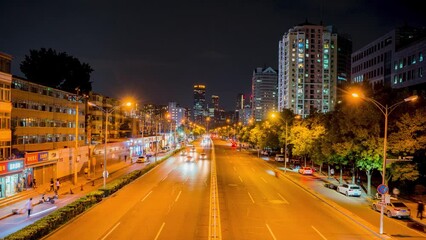 Wall Mural - night car popular people road time-lapse photography