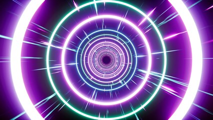 Wall Mural - Glowing Neon Warp Circle Portal Effect