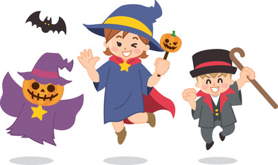 Sticker - ハロウィンの子供たち　ハロウィーン　キャラクター