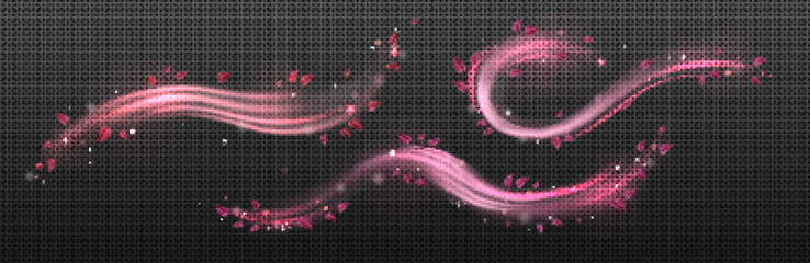 Wall Mural - wind swirls with flower pink petals isolated on transparent background. vector realistic illustratio