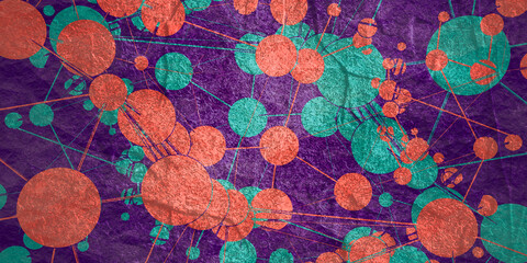 Wall Mural - technology, chemistry and science banner design template. molecule and communication pattern. connec