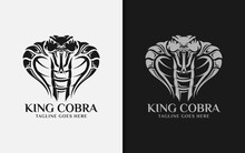 Black King Cobra Logo Design Illustration. Usable For Business Brand, Sport, Team, Mascot, Game Company.