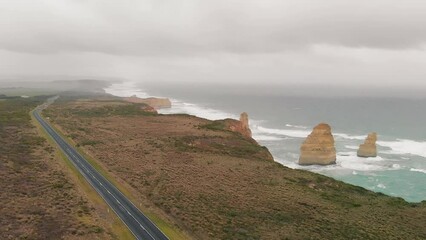 Wall Mural - Twelve Apostles coastline along the Great Ocean Road, Victoria - Australia. View from drone
