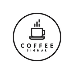 Wall Mural - coffee and signal combination logo. simple monoline style design
