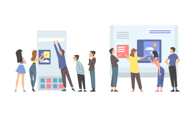 UX or User Experience Designer Creating Product and Service for Human computer Interaction Vector Set