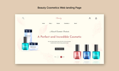beauty cosmetics web landing page design, makeup studio, course, natural products, cosmetics, body c
