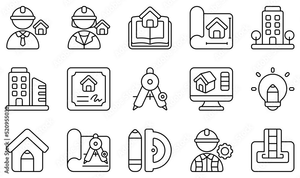 Set of Vector Icons Related to Architecture. Contains such Icons as ...
