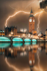 Wall Mural - big ben and houses of parliament night