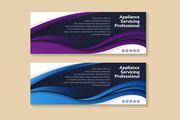 Wall Mural - set of abstract horizontal web banner templates. blue and purple gradient colors. headline is applia
