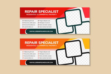 Wall Mural - vector multicolored red and yellow banner template design. collection banner horizontal layout. spac