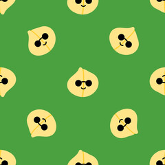 Wall Mural - Cute cartoon style chickpeas, chick pea seeds characters wearing sunglasses vector seamless pattern background.
