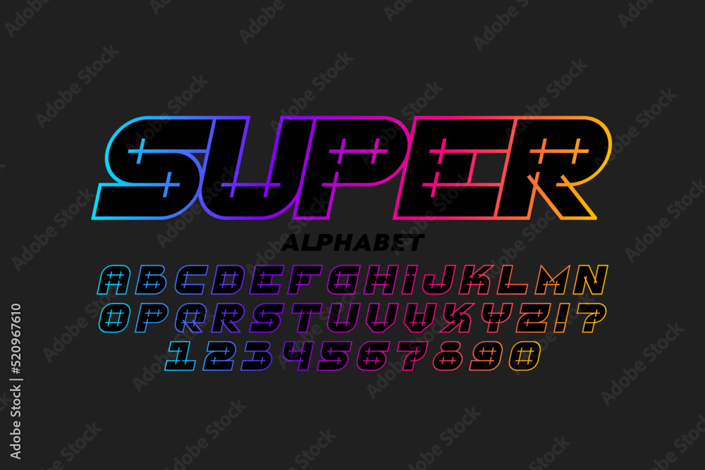 Modern font design, alphabet letters and numbers vector illustration ...
