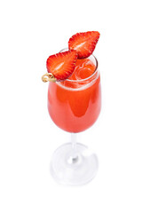 Wall Mural - Alcoholic cocktail with strawberries isolated