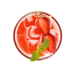 Wall Mural - Summer drink strawberry lemonade with green mint