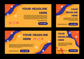 Wall Mural - web banner template layout set, sale advertising card liquid , orange color abstract background