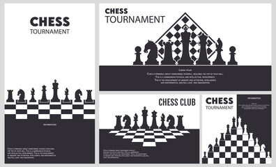 set of banner templates of different sizes. chess club, chess tournament, international chess day, o