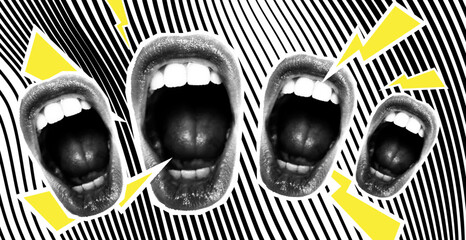 Open Screaming Mouth On A Striped Background