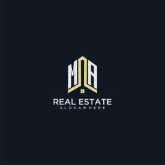 MA initial monogram logo for real estate with home shape creative design