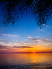 Wall Mural - Silhouette of palm trees Beautiful sunset on the tropical sea beach