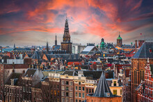Amsterdam, Netherlands Historic Downtown Cityscape