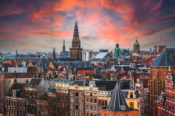Wall Mural - Amsterdam, Netherlands Historic Downtown Cityscape