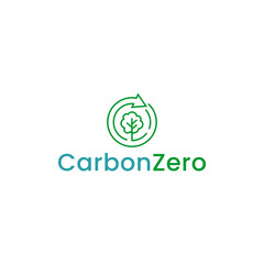 carbon zero logo design. green leaf and neutral emission concept vector template .free air pollution illustration