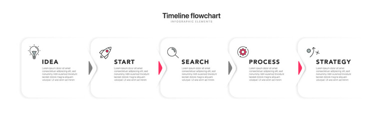 Poster - Timeline infographic design with 5 options or steps. Infographics for business concept. Can be used for presentations workflow layout, banner, process, diagram, flow chart, info graph, annual report.