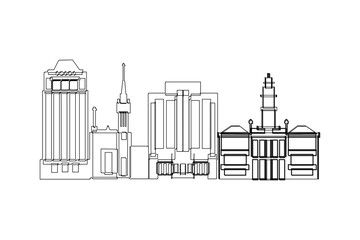 Wall Mural - Colorado spring city skyline Line drawing. Vector illustration modern buildings landmarks for printing or travel destination advertising concept.