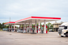 Phetchabun, Thailand - Aug 01, 2022: Esso Gas Station In The Morning.