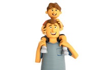 3d Illustration Of Father And Son For Happy Fathers Day