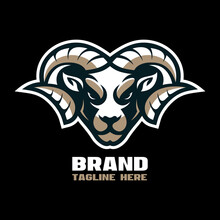 Modern Mascot Head Goat Logo. Vector Illustration