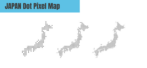 Wall Mural - Abstract Japan Map with Dot Pixel Spot Modern Concept Design Isolated on White Background Vector illustration.