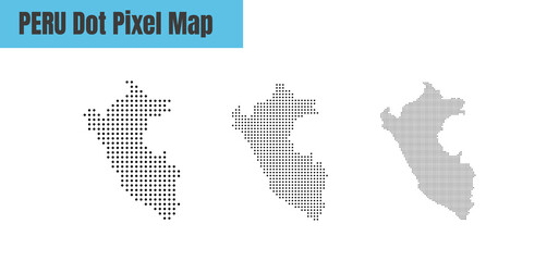 Wall Mural - Abstract Peru Map with Dot Pixel Spot Modern Concept Design Isolated on White Background Vector illustration.