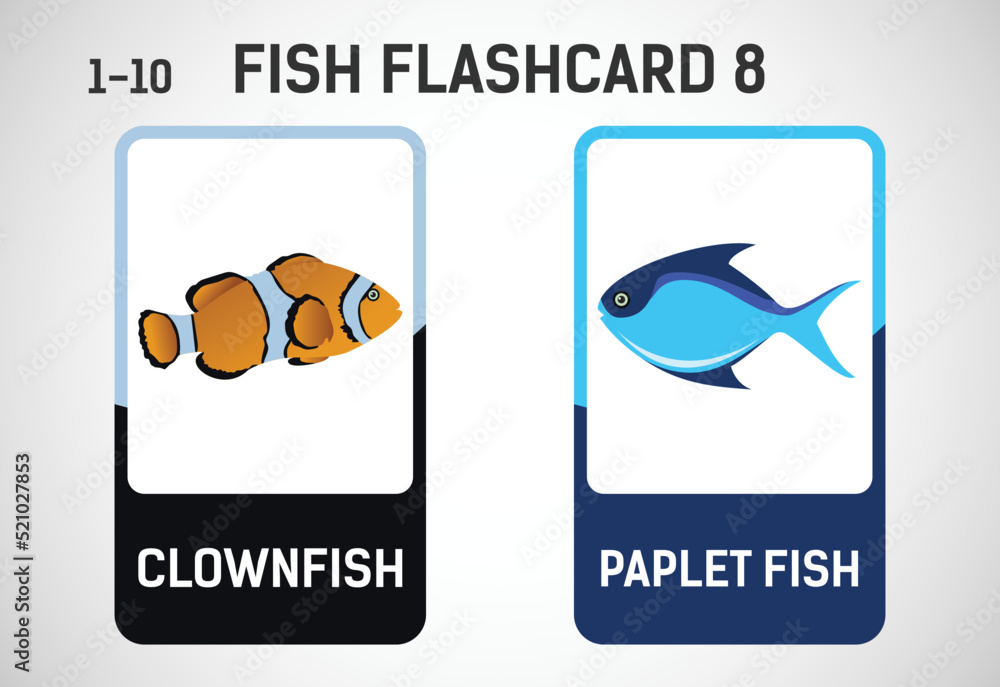 Fish flashcards for kids. Educational cards for preschool. Printable ...