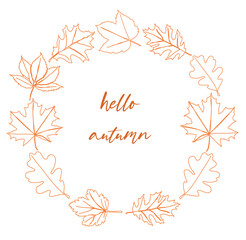 Wall Mural - Hello, Autumn. Set of autumn leaves and inscription hello autumn. Vector illustration isolated on white background