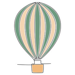 Wall Mural - Continuous line drawing of hot air balloon. Vector illustration