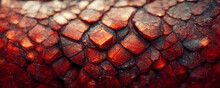 Texture Of Red Dragon Scales Close Up