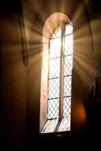 Rays Of The Sun Light In The Church Window