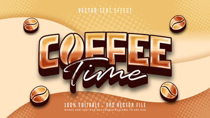 Canvas Print - Coffee time 3d editable text effect font style