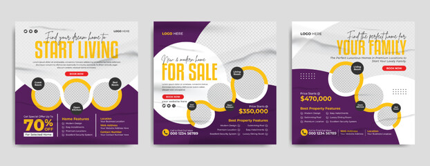 real estate business marketing social media banner post template. modern & luxury property, home or 